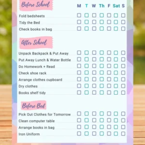 Daily Chore Chart for Teens – Responsibility Tracker
