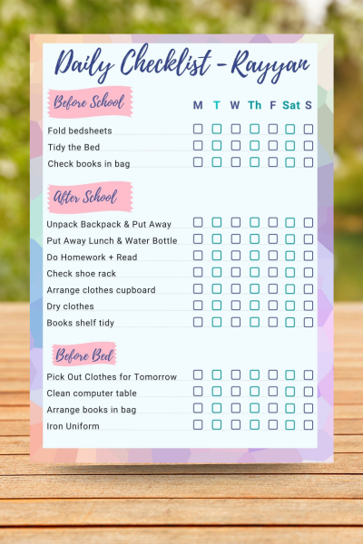 Daily Chore Chart for Teens – Responsibility Tracker