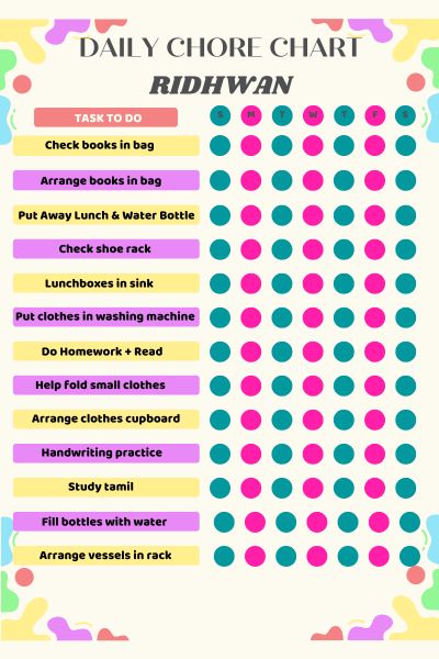 daily chore chart ridhwan